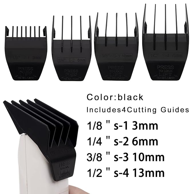 Professional Peanut Clipper Guards for Wahl Peanut – from 1/8 Inch to 1/2 Inch, Fits for Wahl Peanut, Black-4PCS