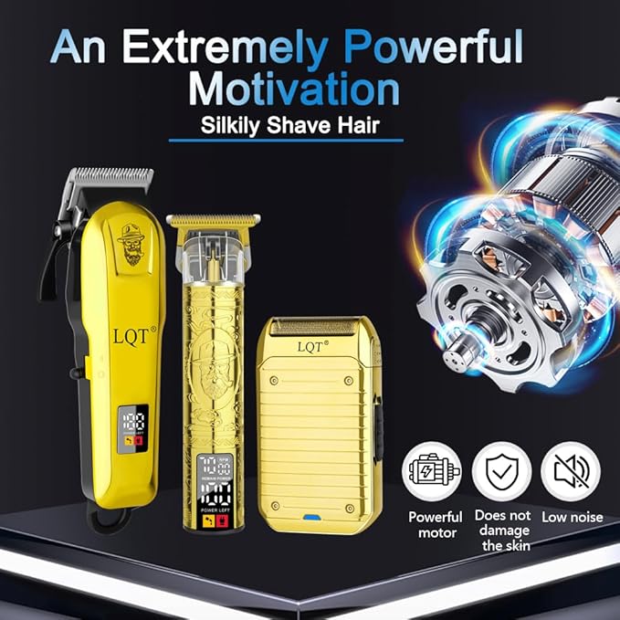 LQT Professional Cordless Hair Clippers Kit - Rechargeable Trimmer for Men with Precision Blades & Accessories | Barber-Grade Home Haircut Set