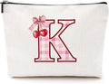 CQM Cherry Bag Initial K Makeup Bag Cherry Gifts for Women Cosmetic Bags
