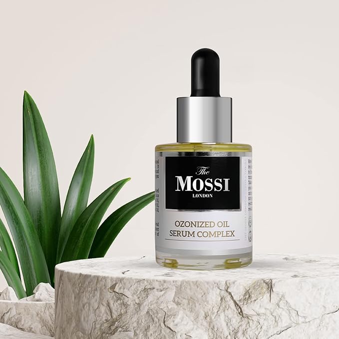 The Mossi London Ozonized Hair & Scalp Oil Serum - 50% Ozonated Olive Oil Treatment for Thicker-Looking Strands - Scalp Serum for Dry Scalp Care & Transplant Aftercare - 30ml