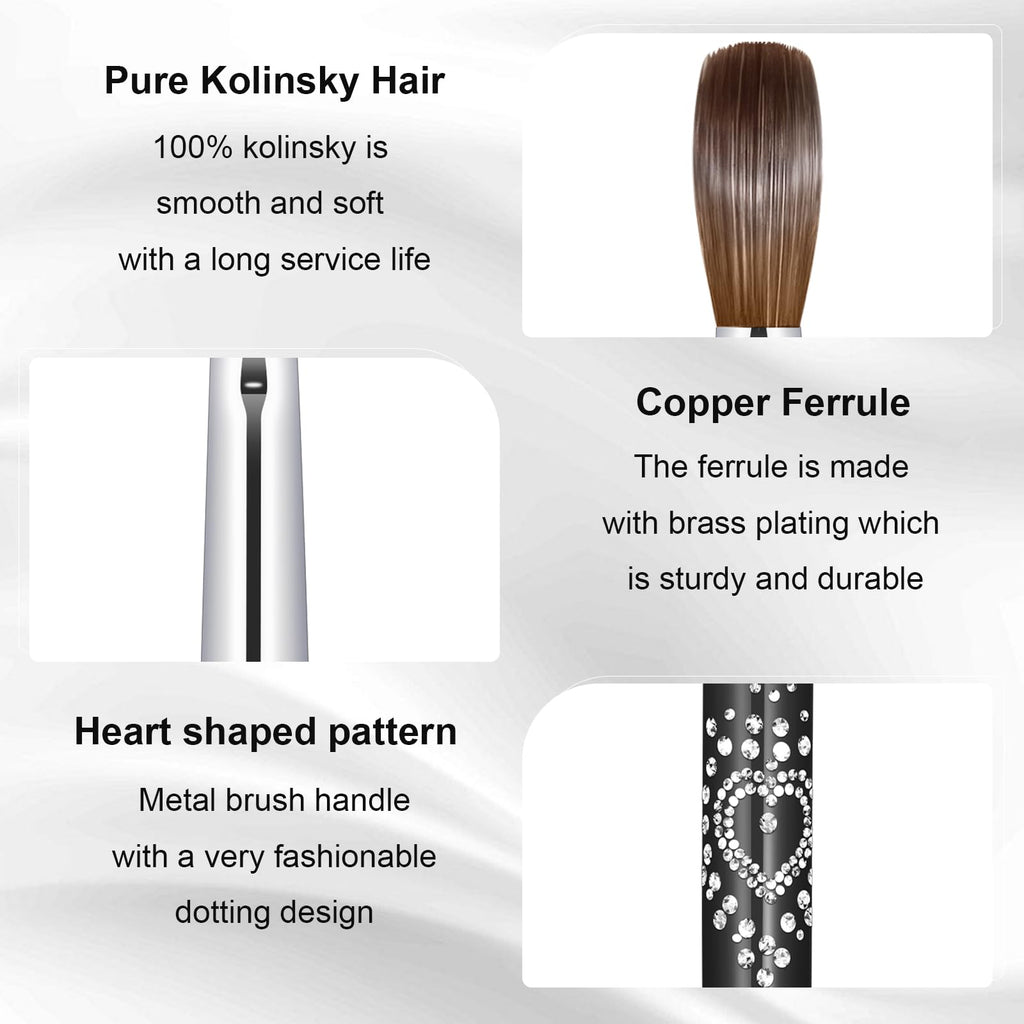 KEMEISI Acrylic Nail Brush Size #10, 100% Pure Kolinsky Nail Art Brushes for Acrylic Application, Sturdy Handle Oval Shaped Acrylic Powder Nail Design Tools for Professional Manicure DIY