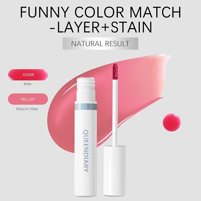 QueenDiary Lip Stain Peel Off Lip Gloss All Day Long Lasting Waterproof And Transferproof Lip Tint - Matte Finish Peel Off Lip Liner (01#Unique)