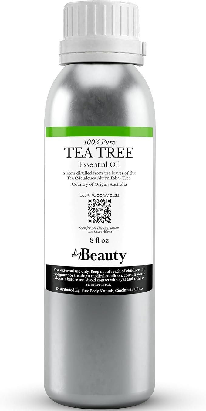 Organic Tea Tree Oil - 8oz Bulk, 100% Pure for Skin, Hair & Scalp