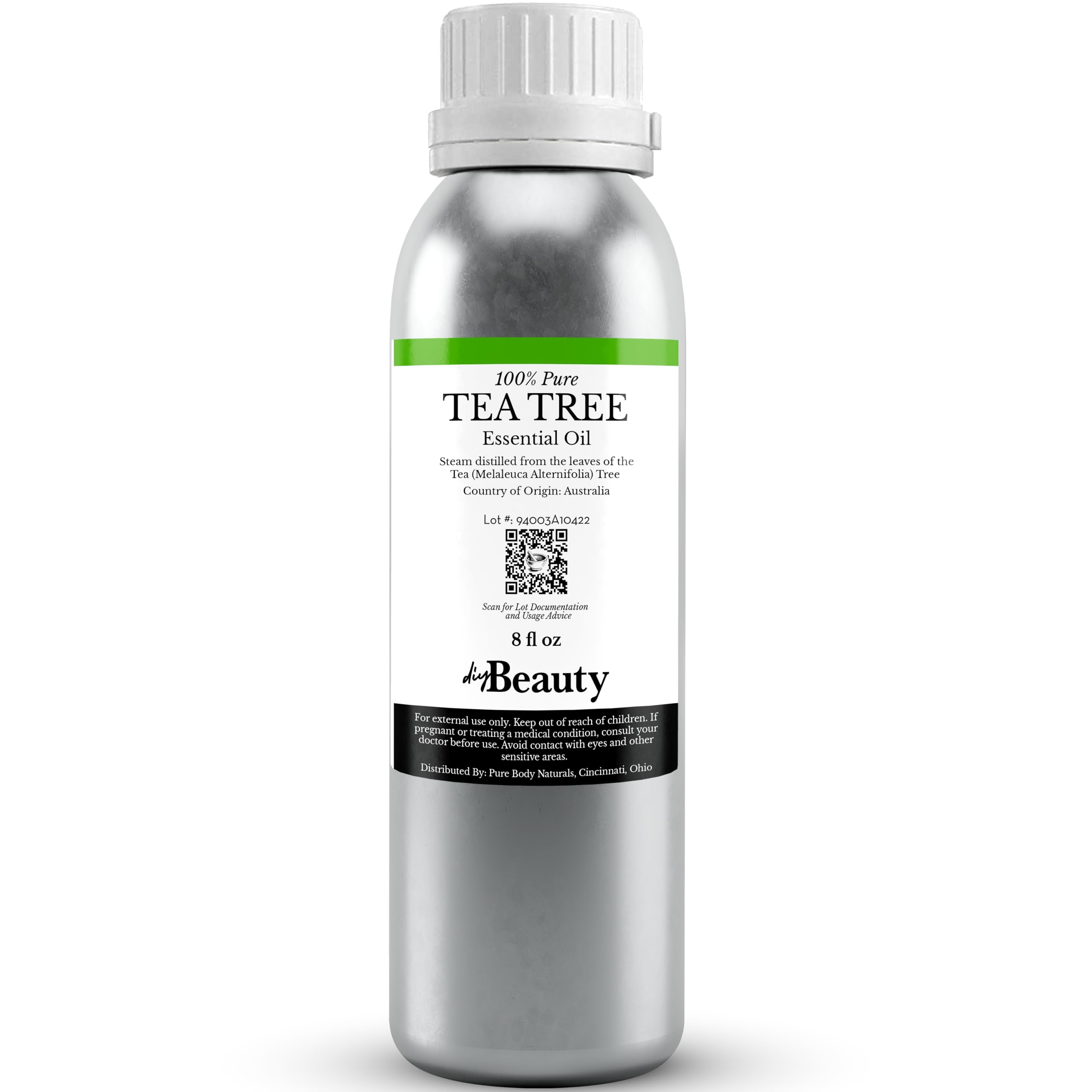 Organic Tea Tree Oil - 8oz Bulk, 100% Pure for Skin, Hair & Scalp