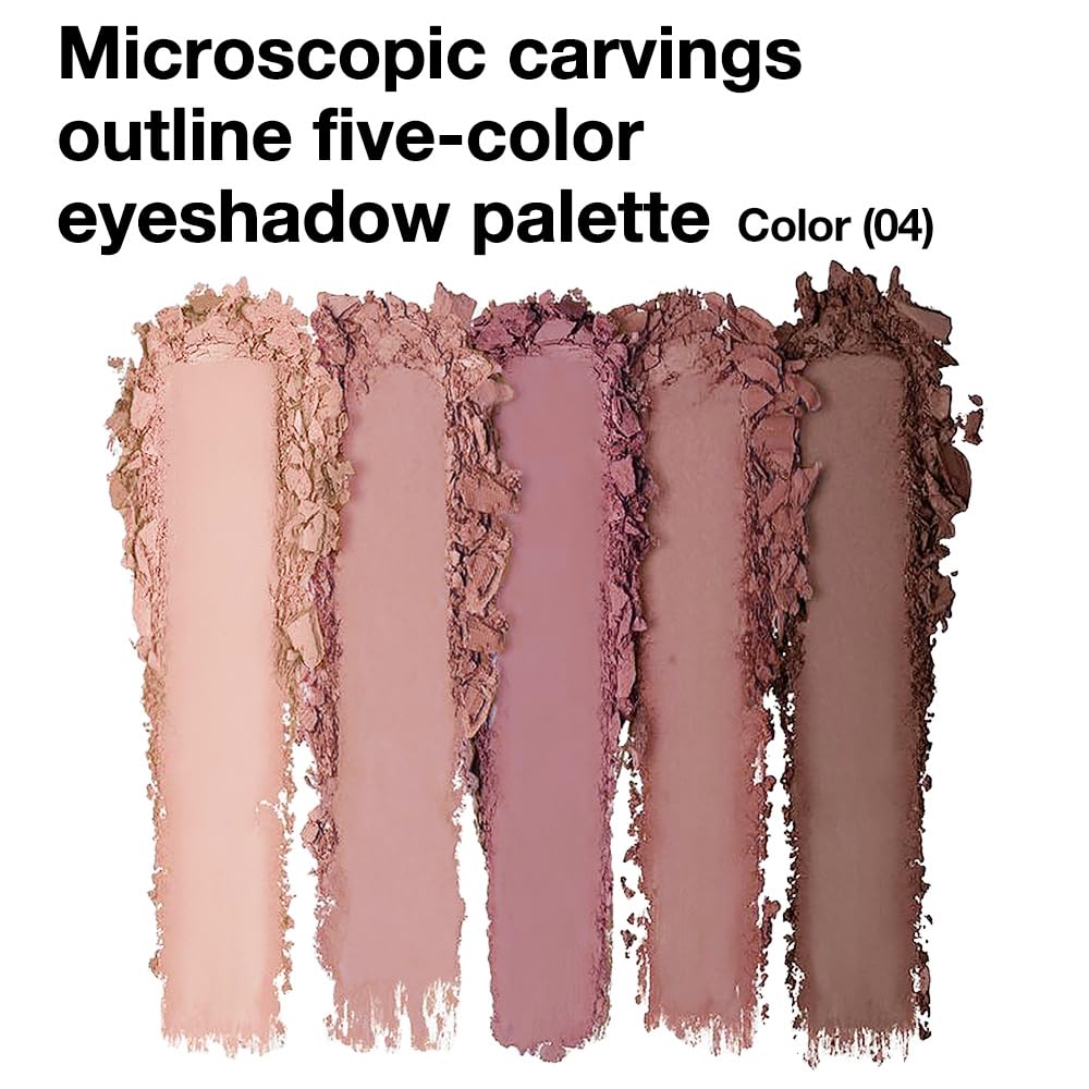 JUAAZIN 5 Colors Matte Eyeshadow Makeup Palette, 5 Natural Neutral Nude Brown Faded Rose Colors Eyeshadow, Looks for Brown Eyes Women Finish Long Wearing Waterproof Professional Eye Makeup 04#