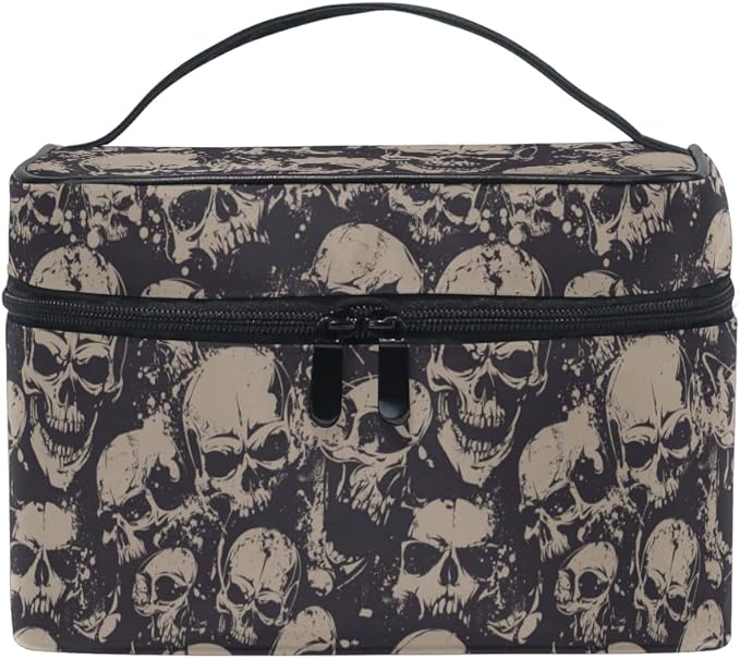 MNSRUU Makeup Bag, Grunge Skulls Travel Makeup Organizer Bag Cosmetic Cases Toiletry Bags for Girl Women Ladies