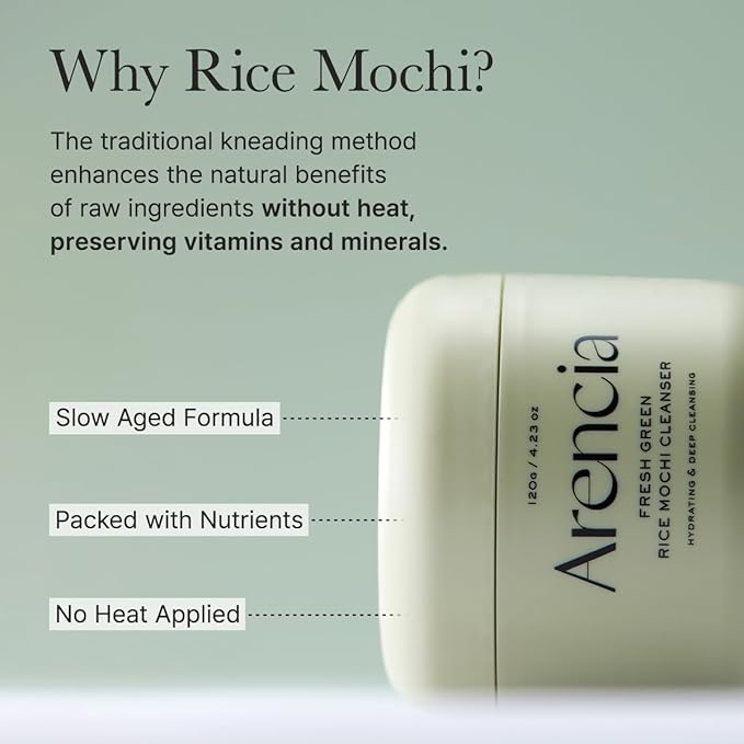 Arencia Korean Rice Mochi Face Cleanser - Face Wash, Gentle Scrub All in One for Deep Cleansing, Moisturizing, Pore Minimizing with Rice Water & Green Tea (4.23oz)