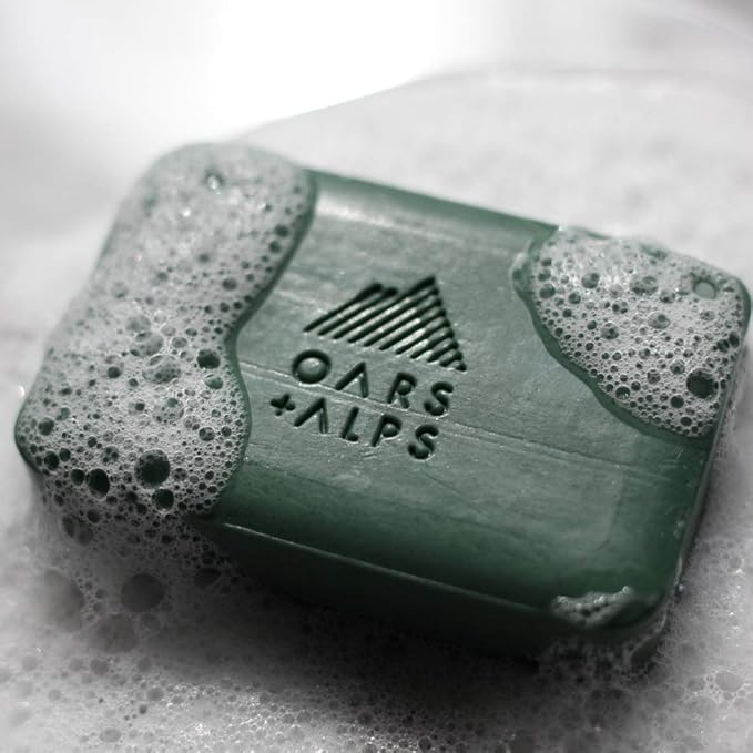 Oars + Alps Exfoliating & Moisturizing Bar Soap for Men, Deep Cleaning Soap, Clean Ingredients, All Skin Types, Peppermint Charcoal, 6pk