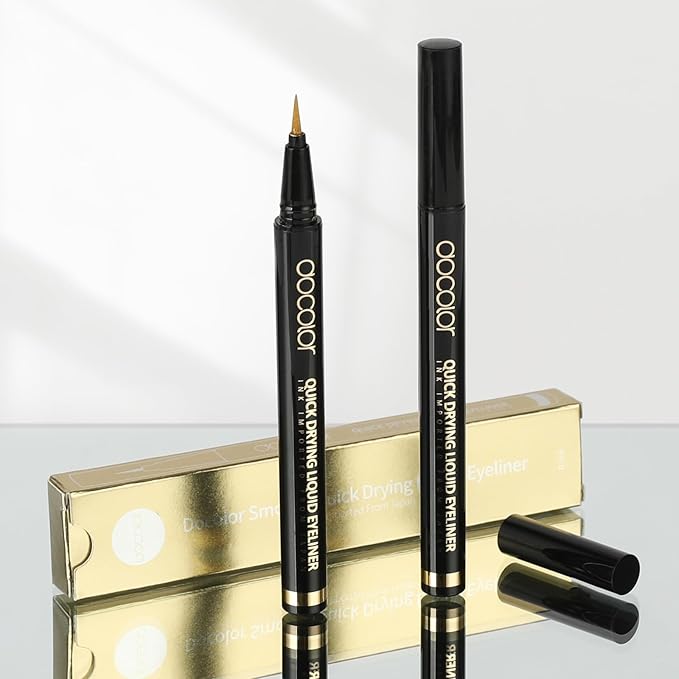 docolor Gold Liquid Eyeliner Waterproof – Long-Lasting Shimmer Gold Eye Liner Pen with Precision Brush Tip, Smudge-Proof & Fade-Resistant Eye Makeup Tool