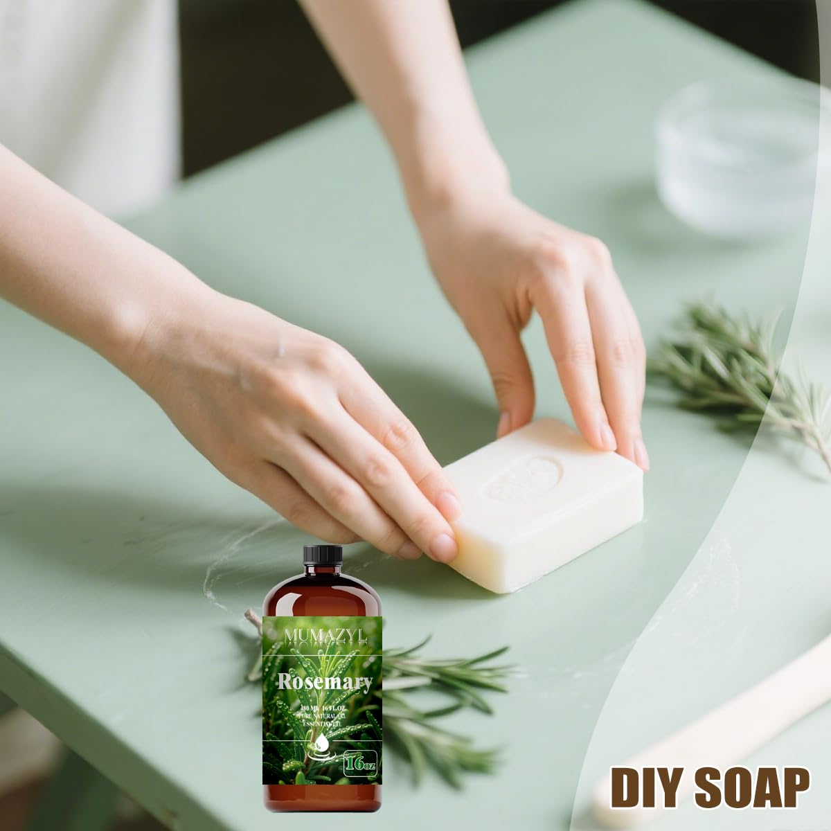 Rosemary Essential Oil, Rosemary Oil 16 Fl Oz 480ML for Diffuser Humidifier Yoga Cleaning DIY Candle Soap Making MUMAZYL Essential Oils