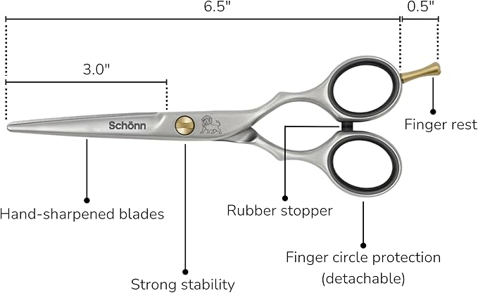 Hair Cutting Scissors, Schönn 6.5 Inches Hair Scissor, Professional Right-Handed Barber Shears - German Stainless Steel, Hand Sharpened Premium Scissors