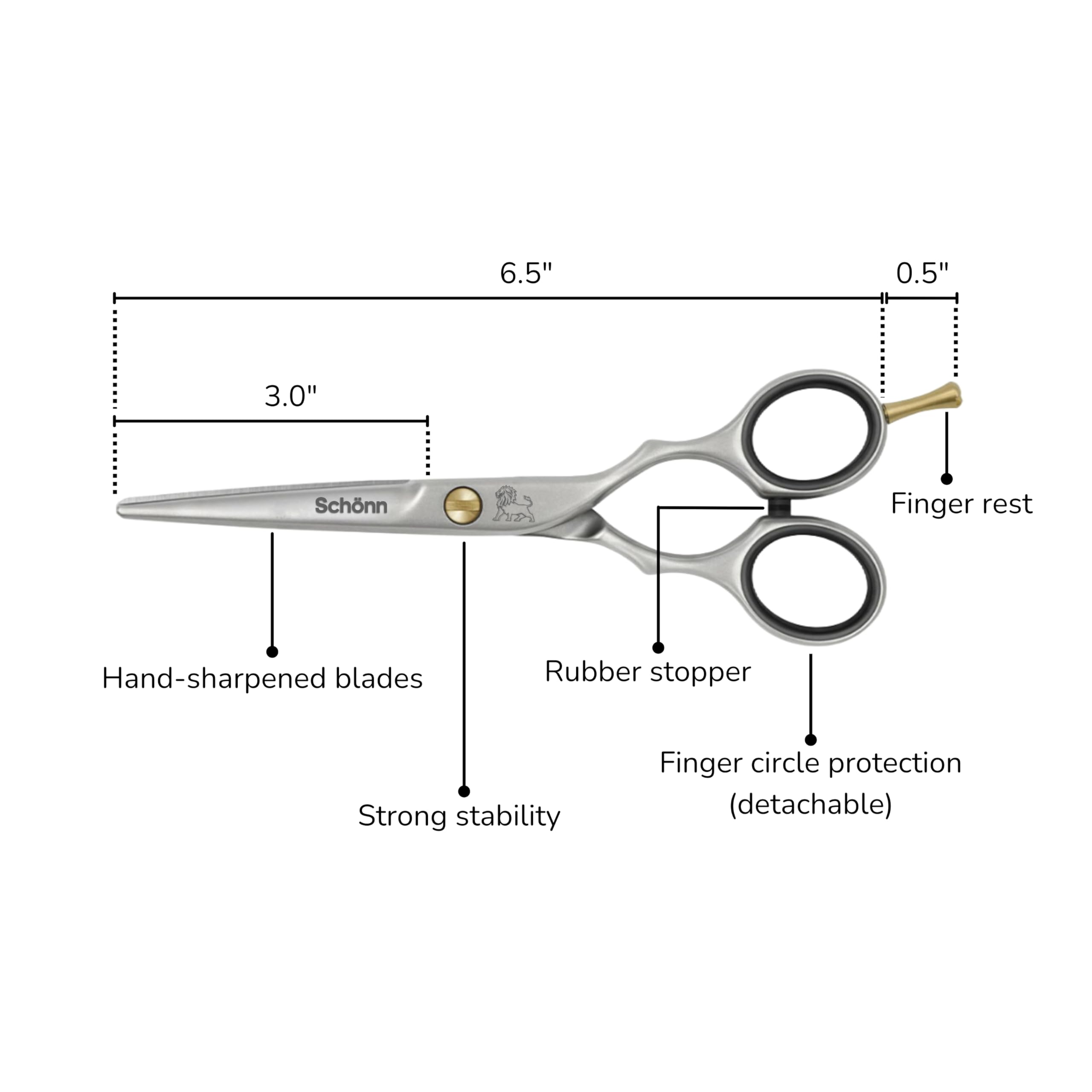 Hair Cutting Scissors, Schönn 6.5 Inches Hair Scissor, Professional Right-Handed Barber Shears - German Stainless Steel, Hand Sharpened Premium Scissors