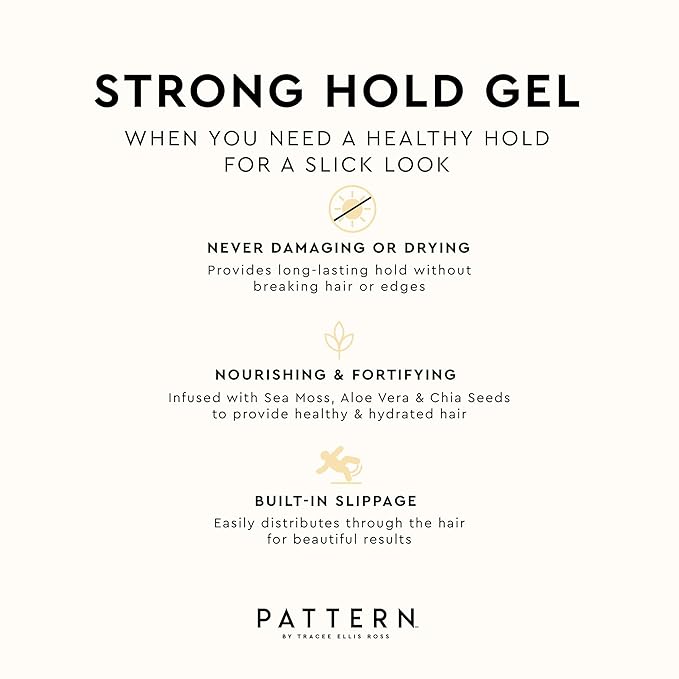 PATTERN Beauty by Tracee Ellis Ross Strong Hold Hair Gel, firm Hold w Sea Moss for Curly Hair 3a-4c