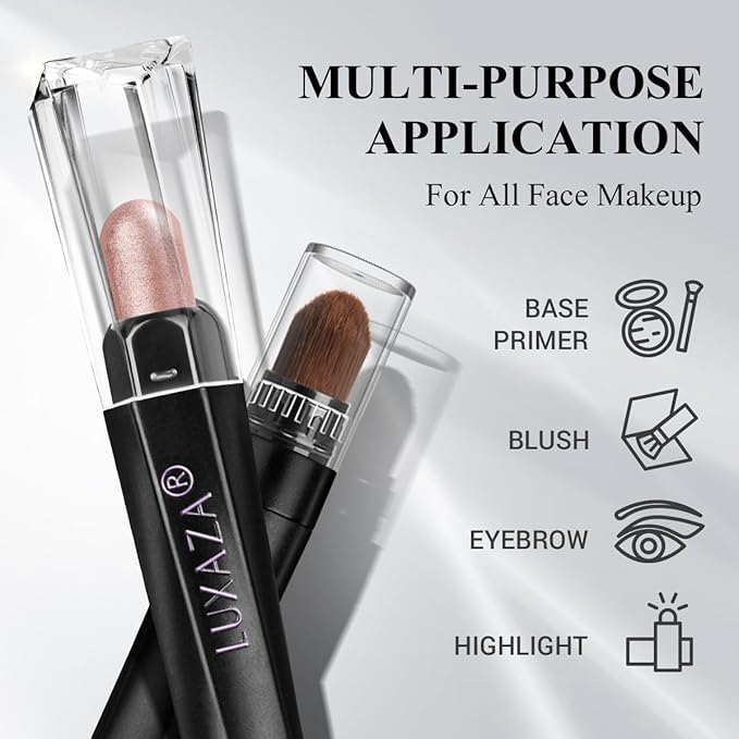 LUXAZA PRO Brown Eyeshadow Stick Makeup Set 3PCS, Neutral Shimmer And Matte Cream Eye Shadow Palette, Metallic Bronze Smoky Eyeliner Brightener Crayon Pencil Kit, Ideal Gift for Women -Rosewood Bloom