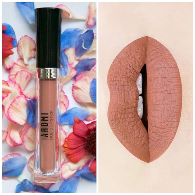 Aromi Matte Liquid Lipstick | Long Lasting, Waterproof, Sand Beige Lip Shade, Tan, Smudge + Transfer Proof, Gluten Free, Vegan Makeup (Caramel Nude)