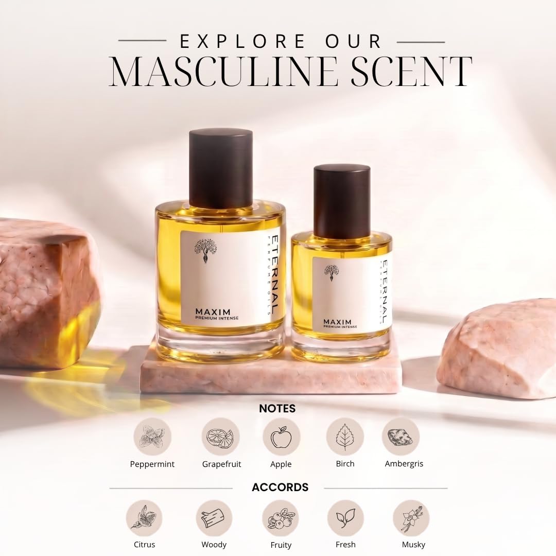 Eternal perfume oils Maxim Premium Intense perfumes for women Long Lasting womens perfume 1.69 FL Oz Designer Perfume for Men with 1 FL Oz (Pack of 2)