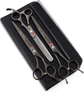 Purple Dragon 7" Dog Grooming Scissors Set with Rhinestone Accent - Gray