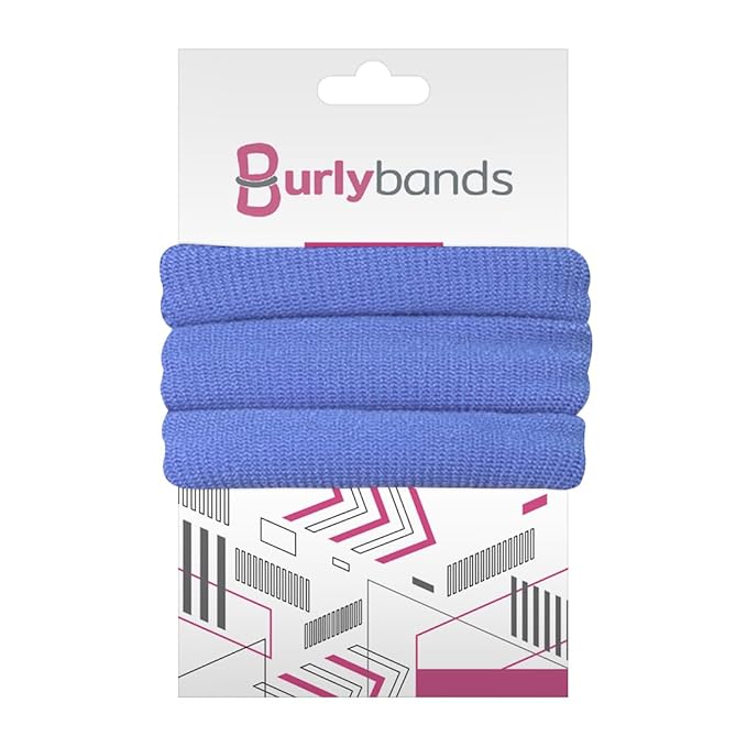 Burlybands Elastic Hair Ties No Damage for Thick Hair, Dark Blue 8 Pack