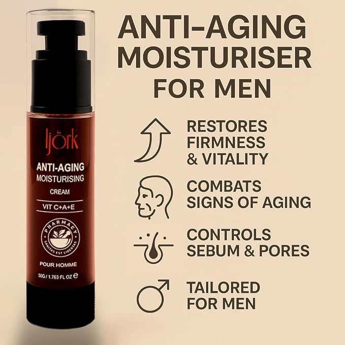 ljörk 2 x Men’s Anti-Aging for Face and Neck – Anti Wrinkle and Skin Toning | Moisturizer for Firm, Smooth Skin | Lightweight & Non-Greasy | Unscented