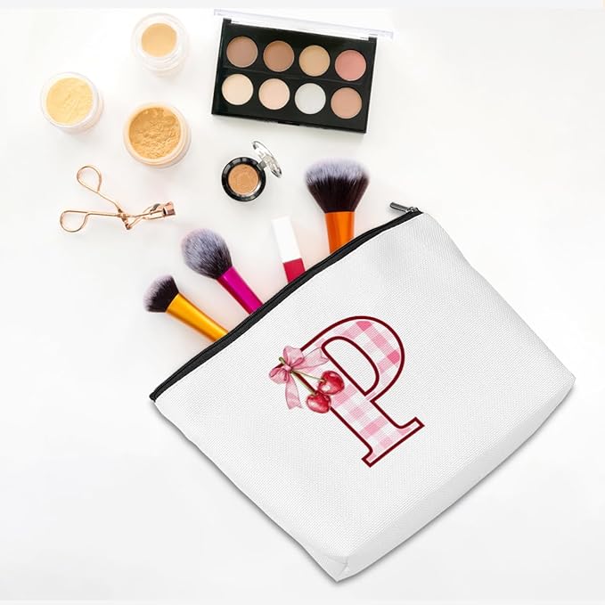 CQM Cherry Bag Initial P Makeup Bag Cherry Gifts for Women Cosmetic Bags