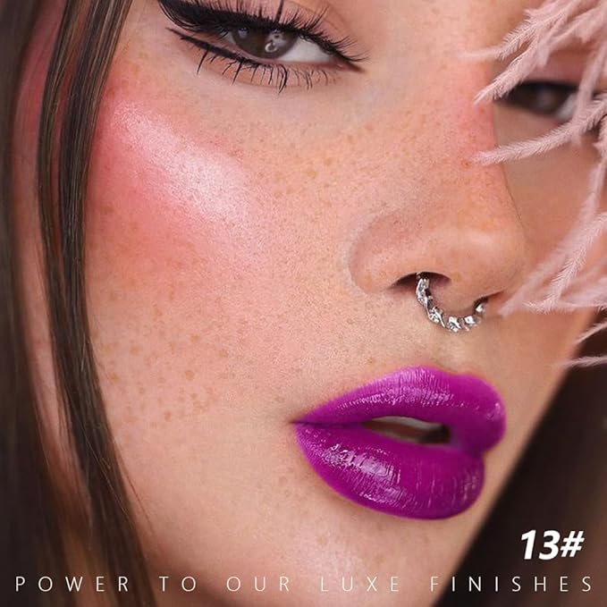 Magenta Purple Red Cream Matte Lipstick Stick 13#, Longwear Full Coverage Velvet Lip Color, Waterproof Multi-Use Lip & Cheek Makeup for Party & Daily Wear, Labial con color mate para uso diario