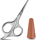 Lobodt 4.7-inch small nose hair scissors, round head, for trimming facial hair, ear hair, eyebrows, eyelashes, bathroom, suitable for both men and women, personal care and beauty (matte silver)