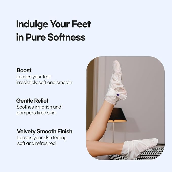 Epielle Intensive Repairing Foot Mask 6 Pairs, Soften with Coconut Oil & Milk Extract, Deep Moisturizing Socks for Dry, Cracked Feet, Self Care Gifts for Women, Spa Kit