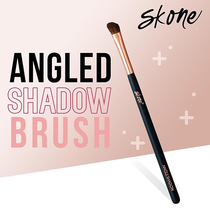 Skone Angled Shadow Brush – Luxe Rose Gold and Black Synthetic Bristles for Seamless Eyeshadow Blending, Professional-Grade Nylon Brush for Precise Shading, Flawless Eye Makeup Application
