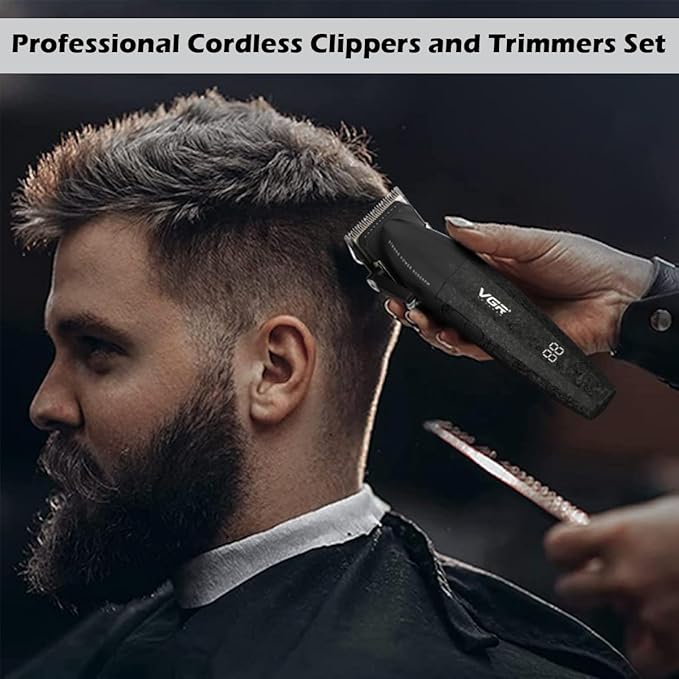 VGR 640 Professional Hair Clippers for Men with Clipper Trimmer Set, Black