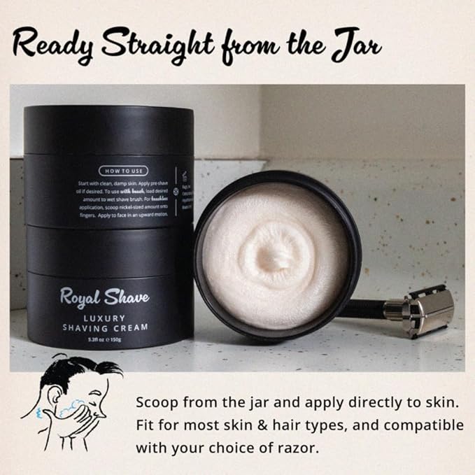 Royal Shave Sandalwood Shaving Cream for Men, Luxury Ultra Rich Lather