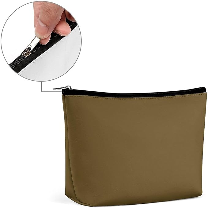Meaudiwes Small Zipper Cosmetic Case, Portable Makeup Case, Toiletry Bag, Travel Cosmetic Toiletry Bag Brown