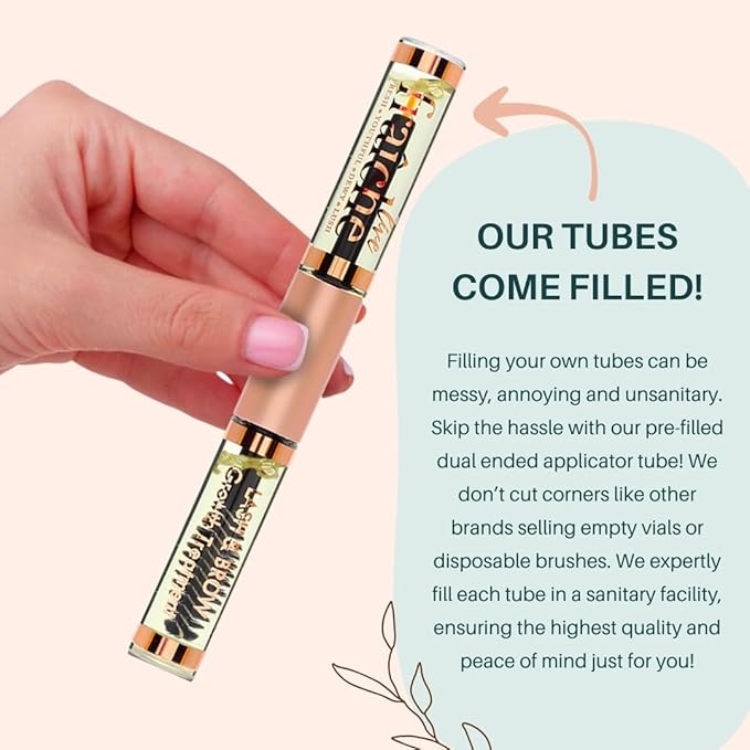 Lash Serum Mascara Tube DOUBLE PACK - Natural Eyelash Serum for Growth, Conditioning &Treatment - Eyelash Growth with Organic Castor Oil to Grow Brows with Eyeliner & Brush