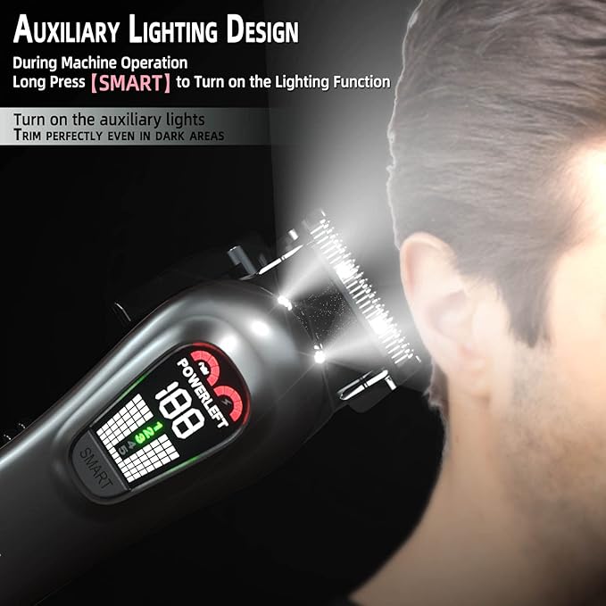 TCMKY Hair Clippers for Men Professional Hair Trimmer for Men Cordless&Corded Barber Clippers for Hair Cutting & Grooming.Rechargeable Hair Trimmer Kit for Household(Silvery)
