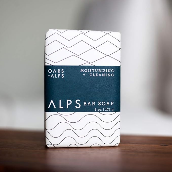 Oars + Alps Exfoliating & Moisturizing Bar Soap for Men, Deep Cleaning Soap, Clean Ingredients, All Skin Types, Shea Butter, Jojoba Oil, 1pk