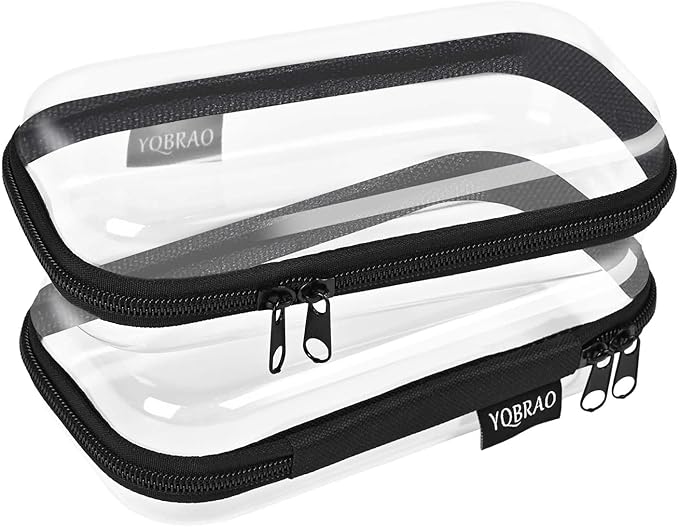 YQBRAO Clear Hard Shell Organizer Set, 2-Pack, Black