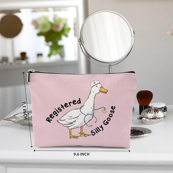 BQXH Nurse Practitioner Gifts Makeup Bag, Funny Goose Cosmetic Bag