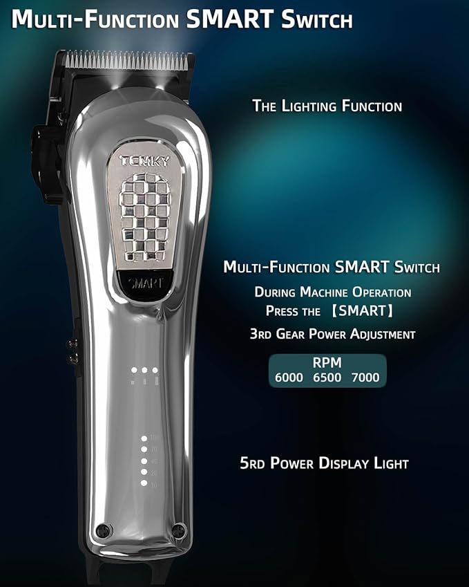 TCMKY Hair Clippers for Men Cordless&Corded Barber Clippers for Hair Cutting & Grooming Professional Hair Trimmer for Men Rechargeable Hair Trimmer Kit for Household (Silvery)