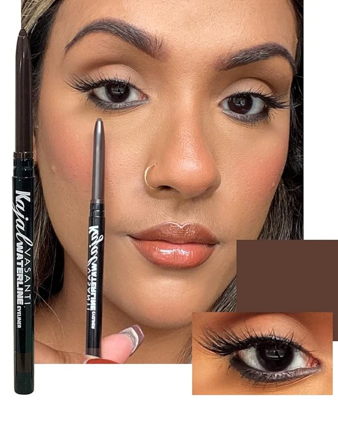 VASANTI Kajal Waterline Eyeliner Pencil (Rich Brown) - Long lasting, Blendable, Safe for Sensitive Eyes, Waterline Eye Liner - Water resisitant & Smudge proof - Opthalmologist Approved and Tested