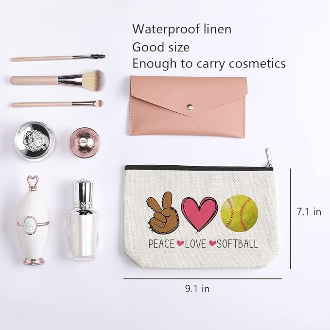 kdxpbpz Softball Gifts Makeup Bag Inspirational Gifts for Women Her Softball Lovers Mom Grandma Sister Birthday Gifts for Female Coworker Friend BFF Besties