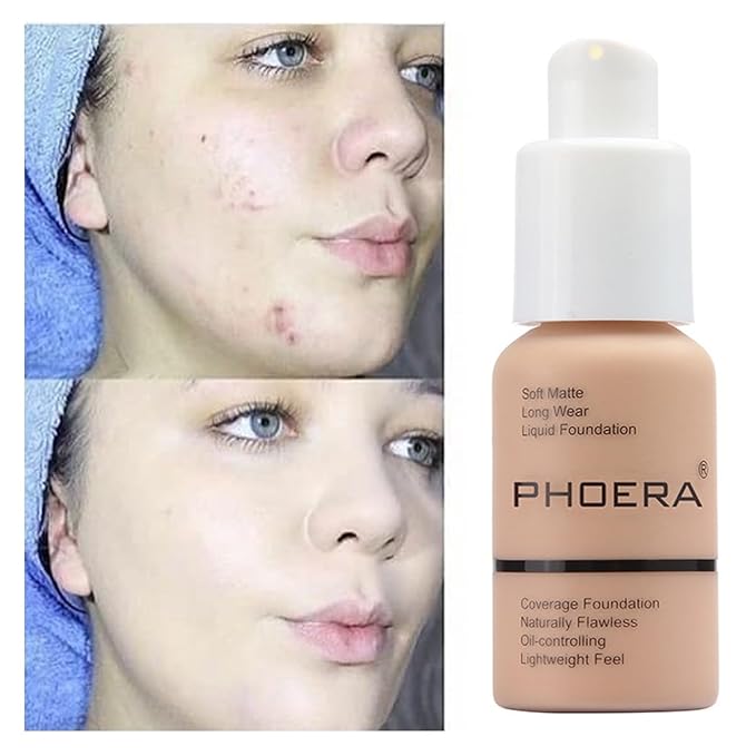 PHOERA Foundation, Natural Foundation Makeup, 104 Buff Beige, 30ml, 2 Pack