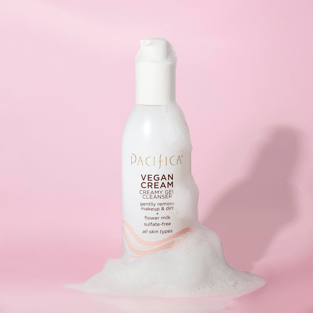 Pacifica Vegan Collagen Cream Gel Facial Cleanser - Daily Foaming Face Wash & Makeup Remover, Hydrating Anti-Aging Face Wash for Dry & Sensitive Skin, 4.7oz