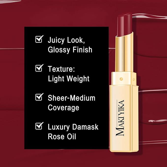 MAKI YIKA Moisture Dark Red Lipstick for Women Hydrate Tinted Lip Balm