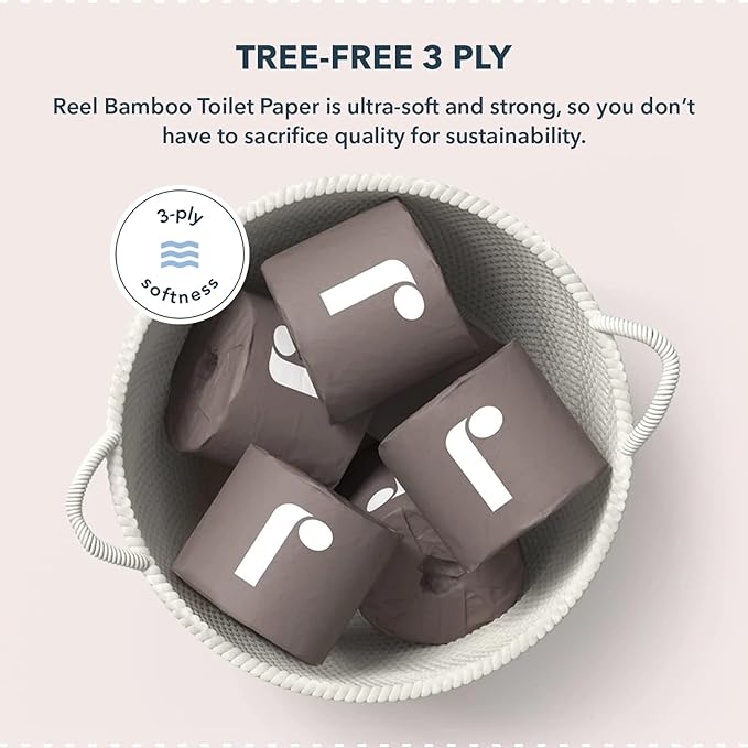 Reel Premium 3-Ply Bamboo Toilet Paper - 24 Rolls, 300 Sheets per Roll