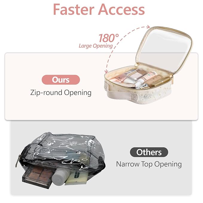 PACKISM Clear Makeup Bag Travel - TSA Approved Toiletry Bag, 2 Pack Beige