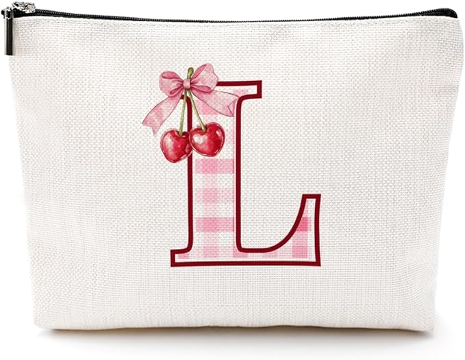 CQM Cherry Bag Initial L Makeup Bag Cherry Gifts for Women Cosmetic Bags