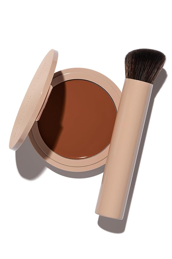 No Makeup Makeup Foundation & Brush Duo, Cream-Balm Formula, Warm Deep