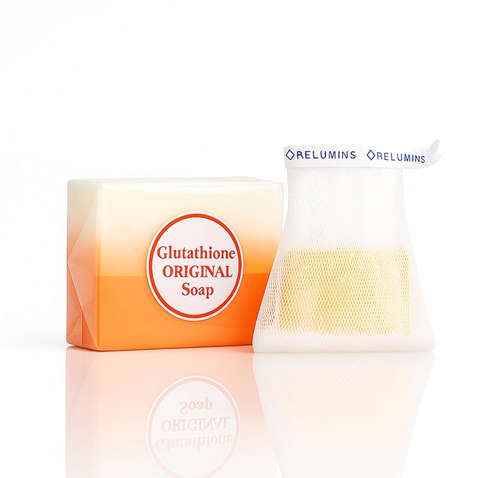 Relumins Glutathione + Kojic Acid Soap Bars Whitening and Darkspot Corrector - Deep Cleansing & Hydrating Soap for Refreshed Skin Perfect - Gentle Exfoliating Formula - 135g with net