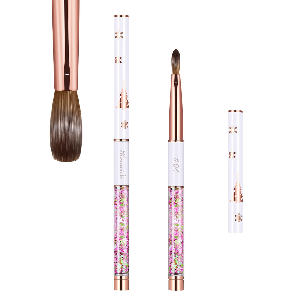 Acrylic Nail Brush Size 8,KEMEISI 100% Pure Kolinsky Nail Art Brushes Sturdy Handle Oval Shaped Acrylic Powder Nail Design Tools for Professional Manicure DIY Home Salon (White)