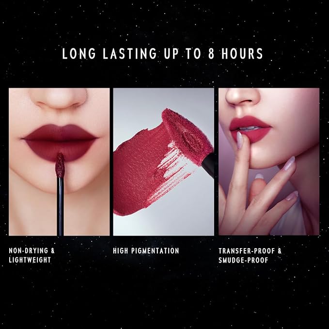 NEBULA VELVET LIP CREAM-Long Lasting Lip Stain, Waterproof and Transferproof Lip Tint, Matte Finish, Smooth Out Lip Lines, Lightweight & High Coverage, Stocking Stuffers (11 BELLATRIX)