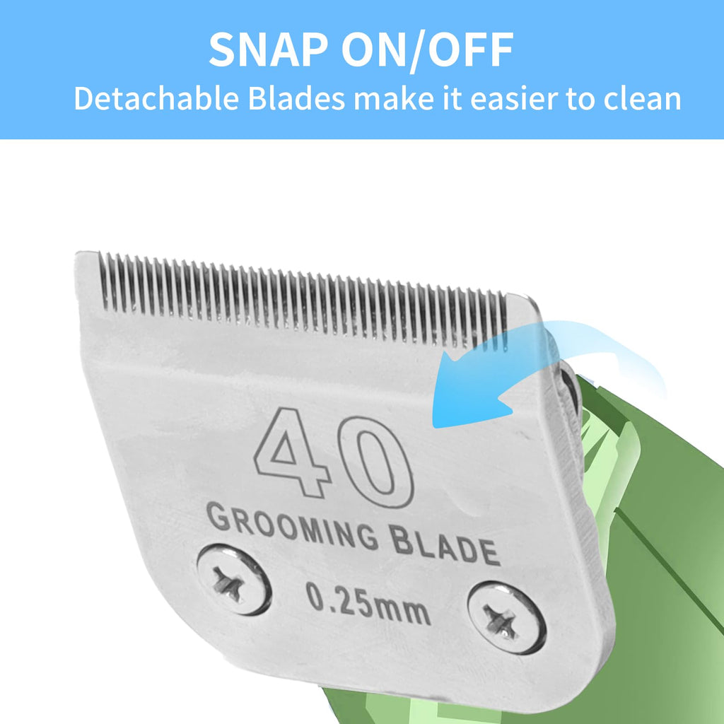 MEMIRY 3 Pcs Size 40# Detachable Dog Grooming Blades, Compatible with Andis, Oster A5, Wahl KM10 Series Clippers, Cut Length 0.25mm, Silver (40# 0.25mm, 3 Packs)